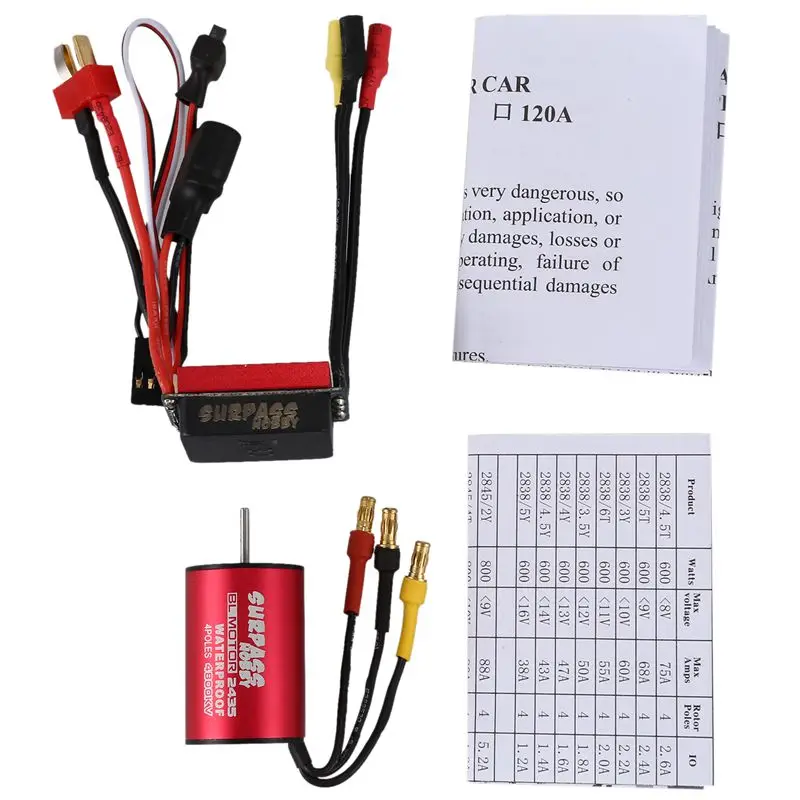 SURPASS HOBBY S2435 4800KV Бесконтактный бесщеточный мотор и 25A ESC комбо набор для 1/16 1/18 RC