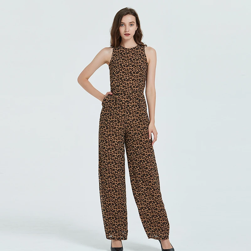 Женский Летний комбинезон с леопардовым принтом вечерние элегантные шифоновые