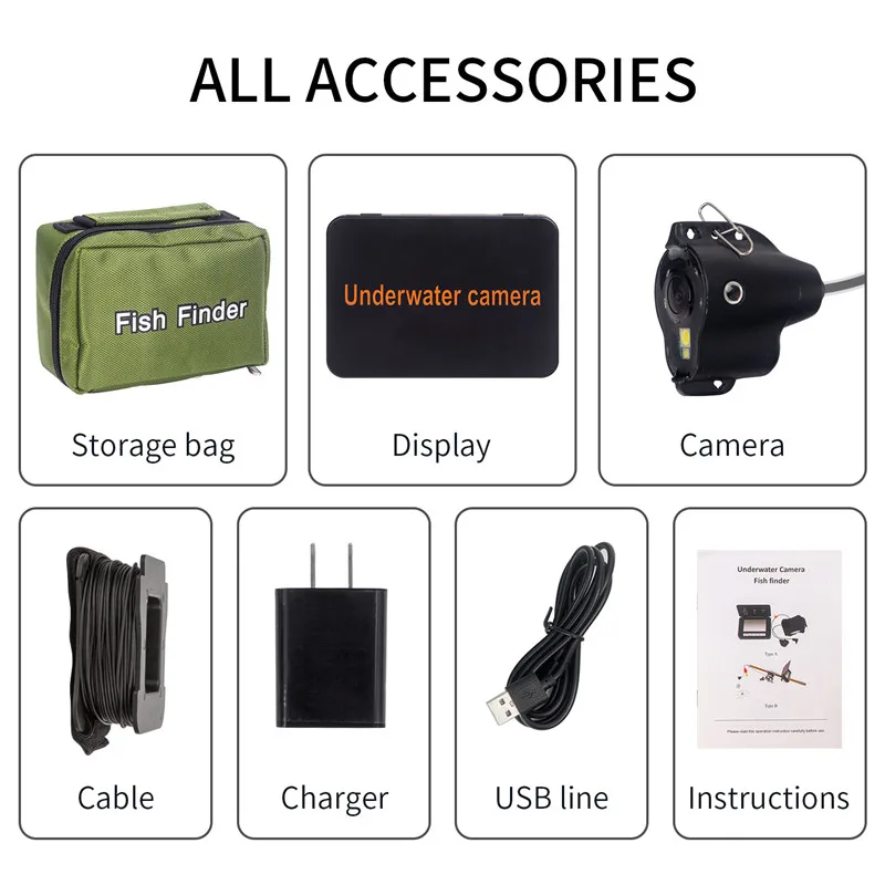 

SYANSPAN 15M/30M 5 Inch Monitor Fish Finder Underwater Ice Fishing Camera Infrared & Lamp White LED Waterproof Durable HD DVR