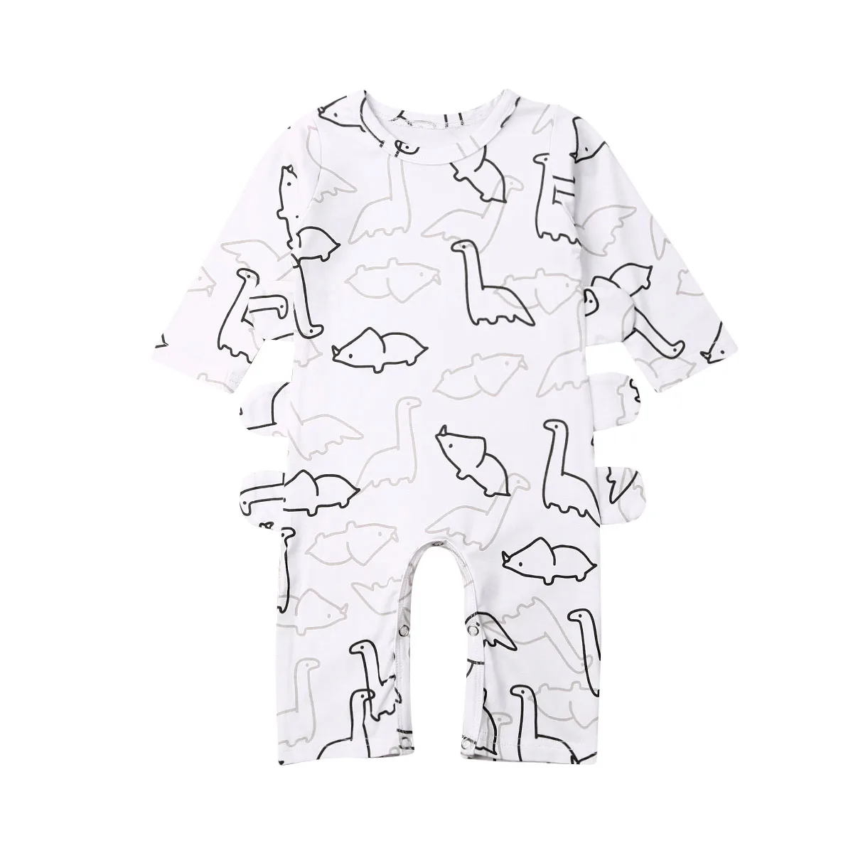 

Унисекс для малышей Ползунки с принтом «динозавры» для новорожденных, с длинными рукавами и комбинезон с круглым вырезом цельное детское п...