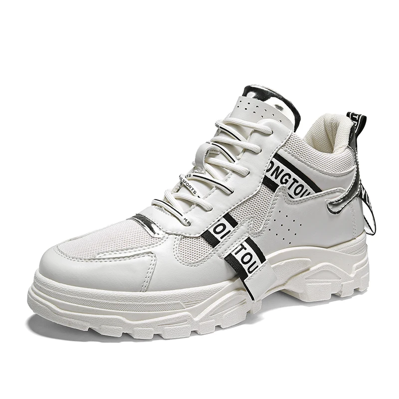 Для мужчин женские ботинки модные мужская толстая подошва ботильоны