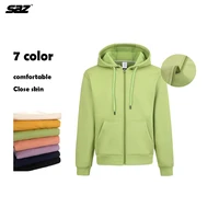saz mens hoodie zipper pure color fleece hoodie custom advertising shirt work clothes 2021 new wholesale sweatshirts