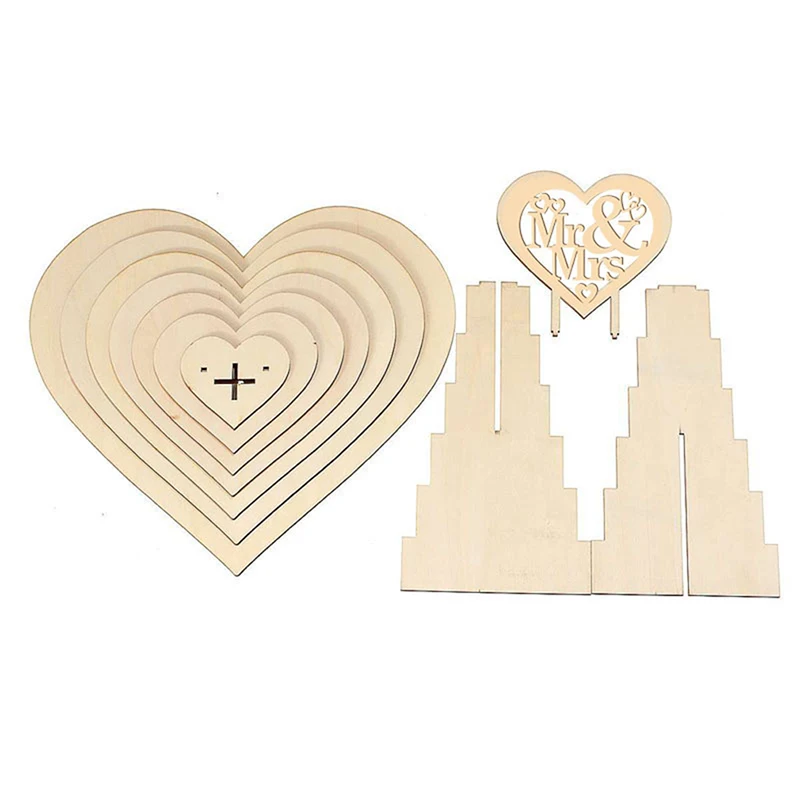

Wooden Crafts Fashion Love Heart Shaped Chocolate Frame Decoration Creative Home Wedding Banquet Decoration Dessert Rack