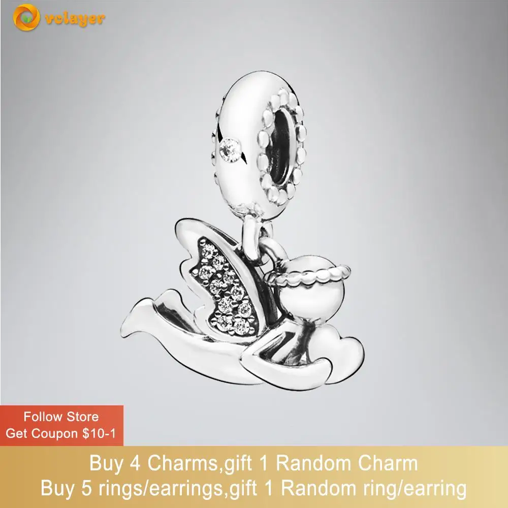 

Volayer 925 Sterling Silver Beads Angel of Love Dangle Charms fit Original Pandora Bracelets for Women Jewelry Making Gift