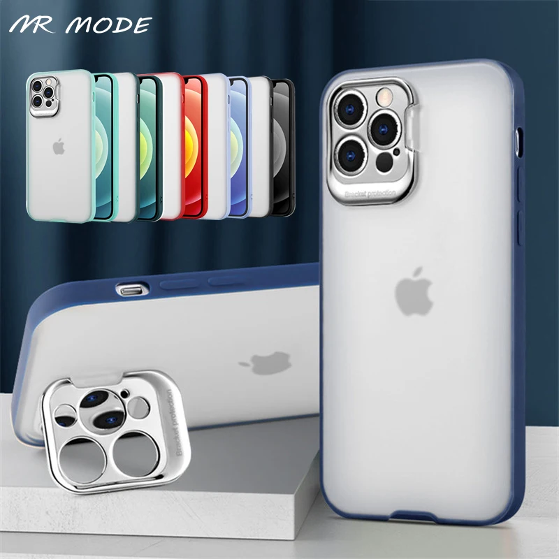 

New Fashion Metal Camera Protection Soft Bumper Phone Case For iPhone 12 11 Mini Pro MAX XS Max XR X 8 7 Plus SE 2020 Clear Capa