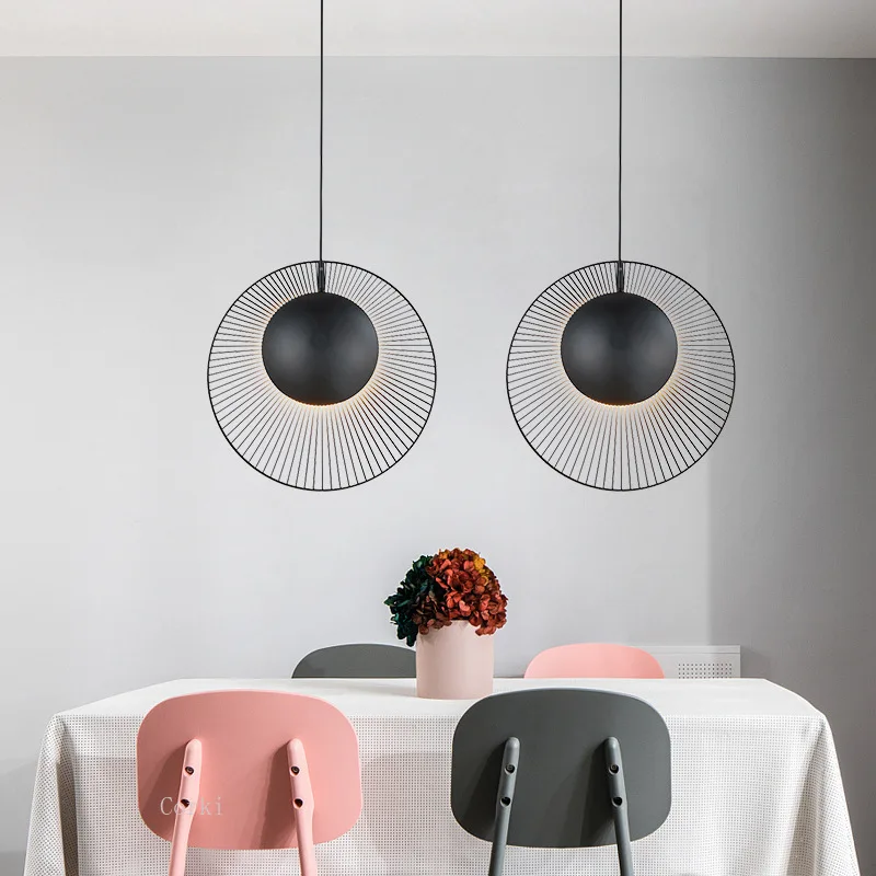 Modern minimalist LED Pendant lights Black Metal Restaurant Lamp Loft Bedroom Hanging lamp Fixtures E14 Bulb Cable Adjustable |
