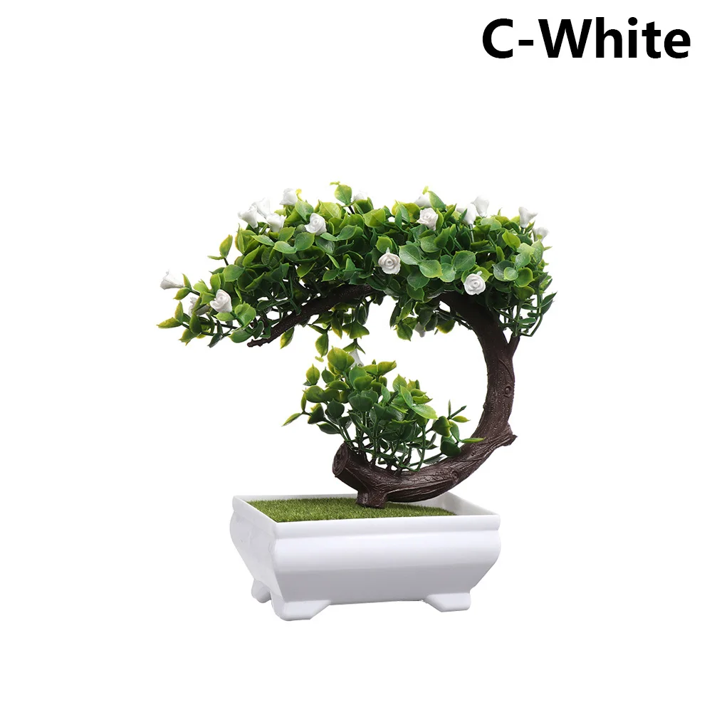 C-White 1 комплект искусственный пластиковый бонсай заменитель пены в горшке реалистичные растения Настольный орнамент топиарная сосновая дерево украшение для дома ремесла - Цвет: C-White