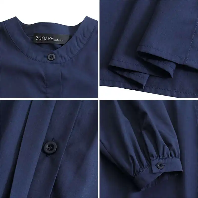 

Elegant Solid Shirts Women's Button Chemise ZANZEA 2021 Casual Puff Sleeve Blusas Female Spring Blouses Plus Size Tunic Chemise