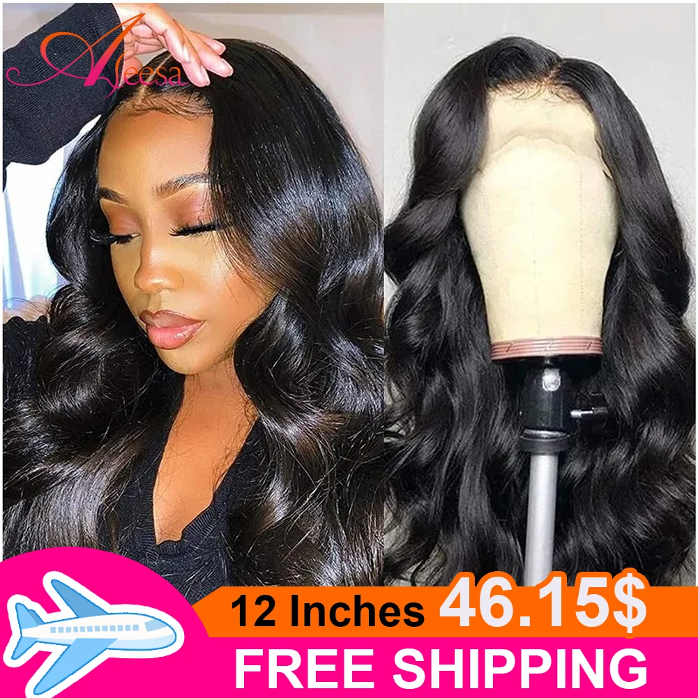 

ALEESA body wave wig for black women 4x4 lace closure human hair wigs Pre Plucked Bleached Knots Remy Frontal curly weave