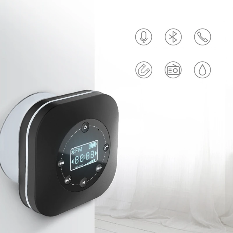 HOTT S603 Bathroom Waterproof Bluetooth Speaker Sucker FM Radio Clock Display Hands-Free Calling | Электроника