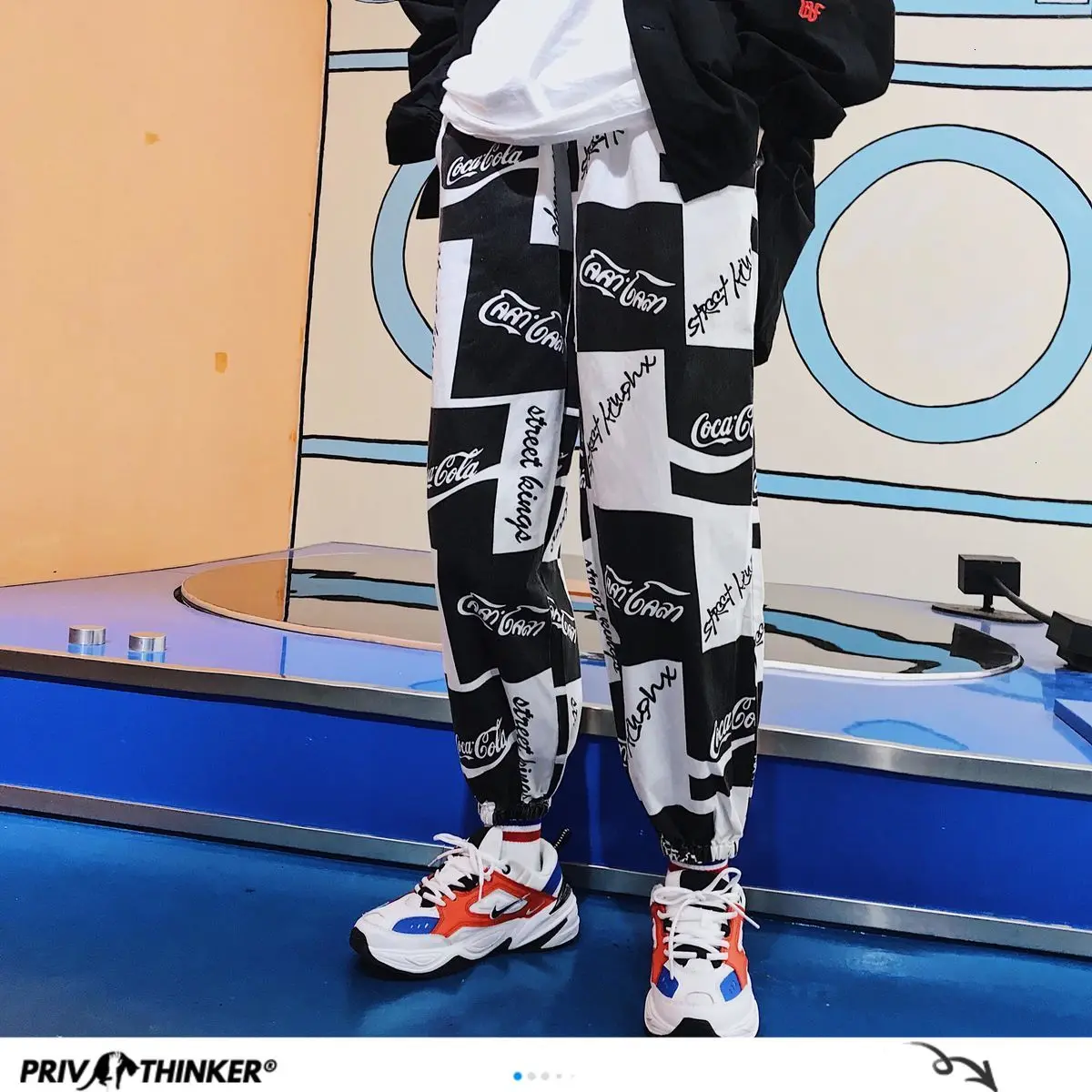 Мужские брюки шаровары Privathinker в стиле хип хоп повседневные с буквенным принтом