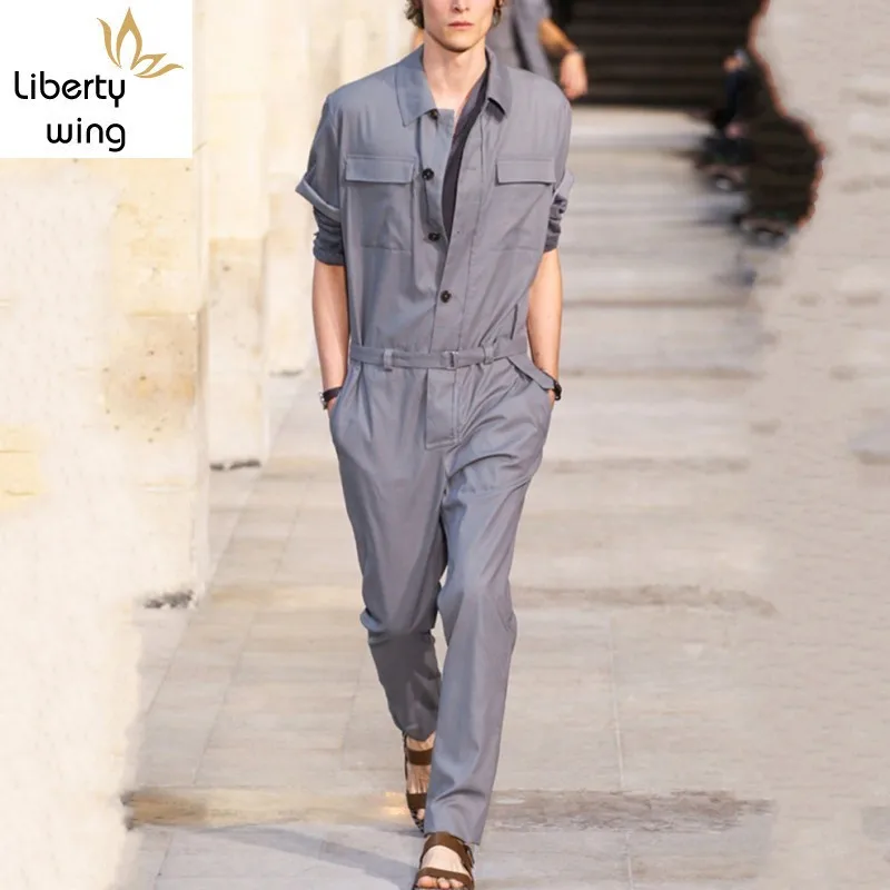 Мужской комбинезон с длинным рукавом повседневный Облегающий карго в Корейском