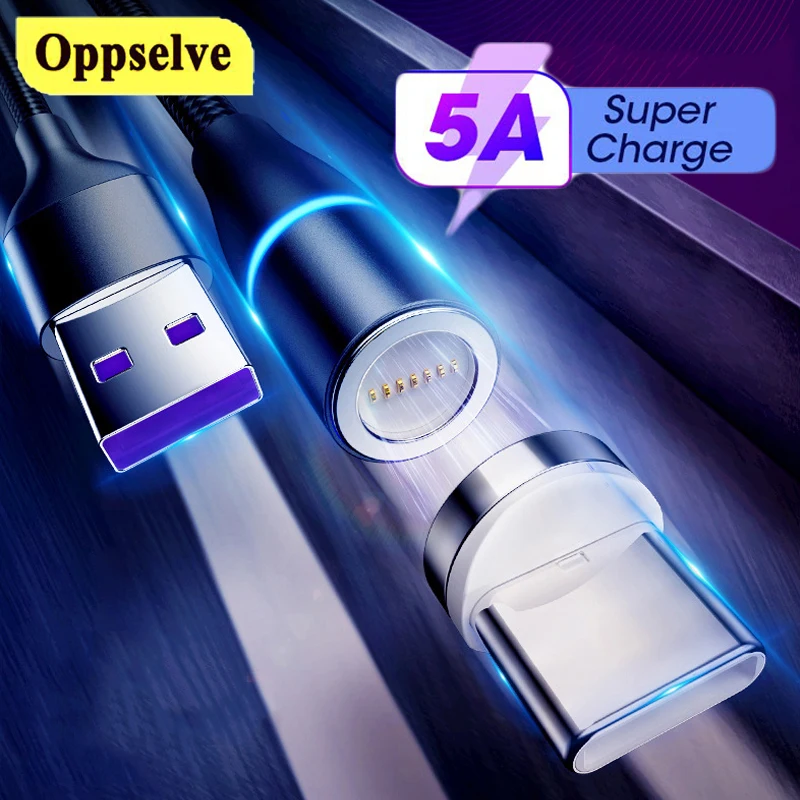 

5A Supercharge Magnetic Cable Fast Charging USB Type C Cable For Huawei P30 P20 P10 Mate 20 30 Pro Lite Charger Magnet Type-C 1m