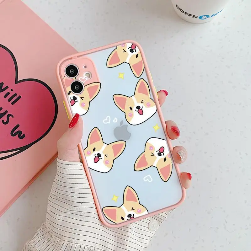 

Cute Corgi Dog Case For IPhone 12 11 Pro Max Clear Cartoon Puppy Soft Toy Case For IPhone 7 6s 8 Plus X XR XS Matte Bumper Cover