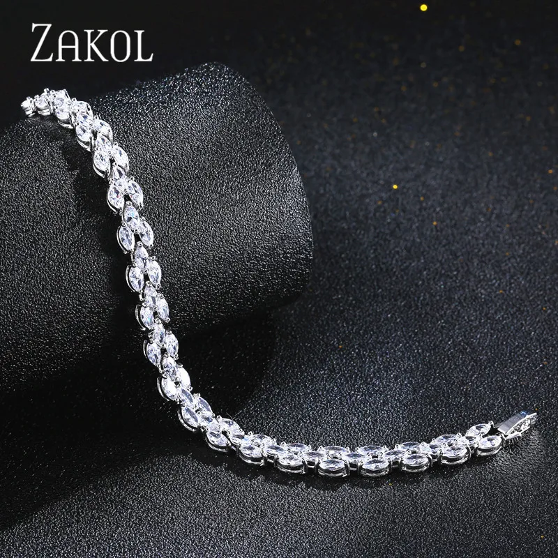 ZAKOL трендовые римские Свадебные ювелирные изделия с огранкой маркиза прозрачные