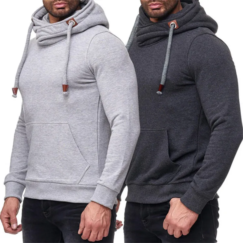 2019 New Autumn&ampWinter Men Solid Pure Thick Hooded Cotton Sweatshirt High Collar Slim Fit Fashion Casual Sudadera Hombre Hoodies |