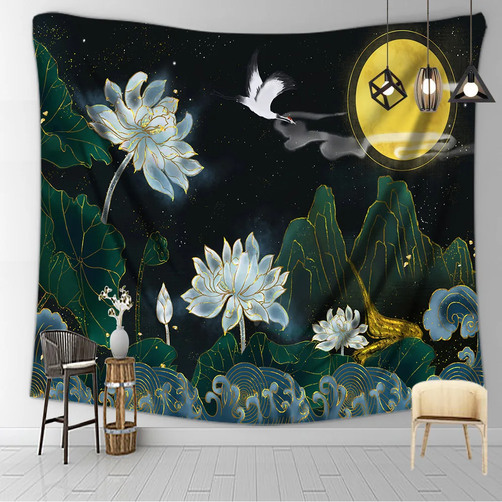 Белый крановый гобелен настенное украшение на стену Настенный Ковер из