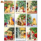 RUOPOTY, Раскраска по номерам, Рождественская собака, акриловая ручная роспись, краска для дома для взрослых