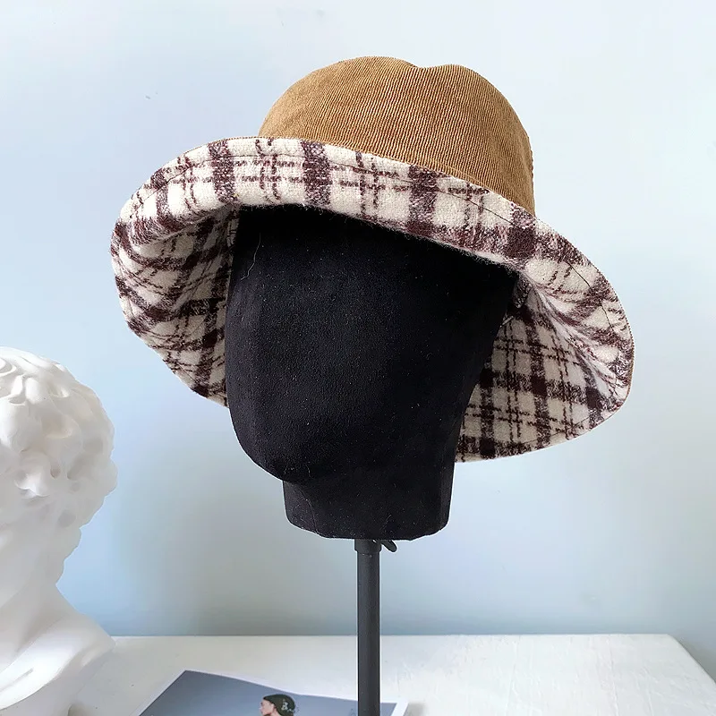 

Reversible Corduroy Bucket Hat Cap Casual Two Side Wear Blank Fishermen Hat Outdoor Sports Solid Beach Sunhat