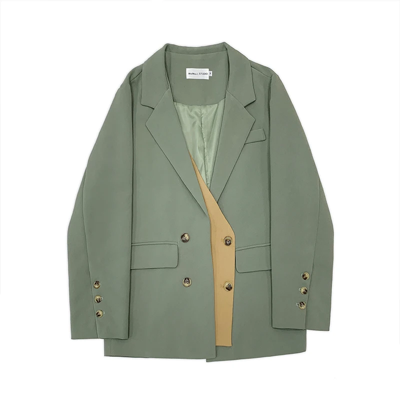 

Fashion khaki temperament all-match blazer lapel long sleeve loose fit jacket fashion trend spring and autumn blazer