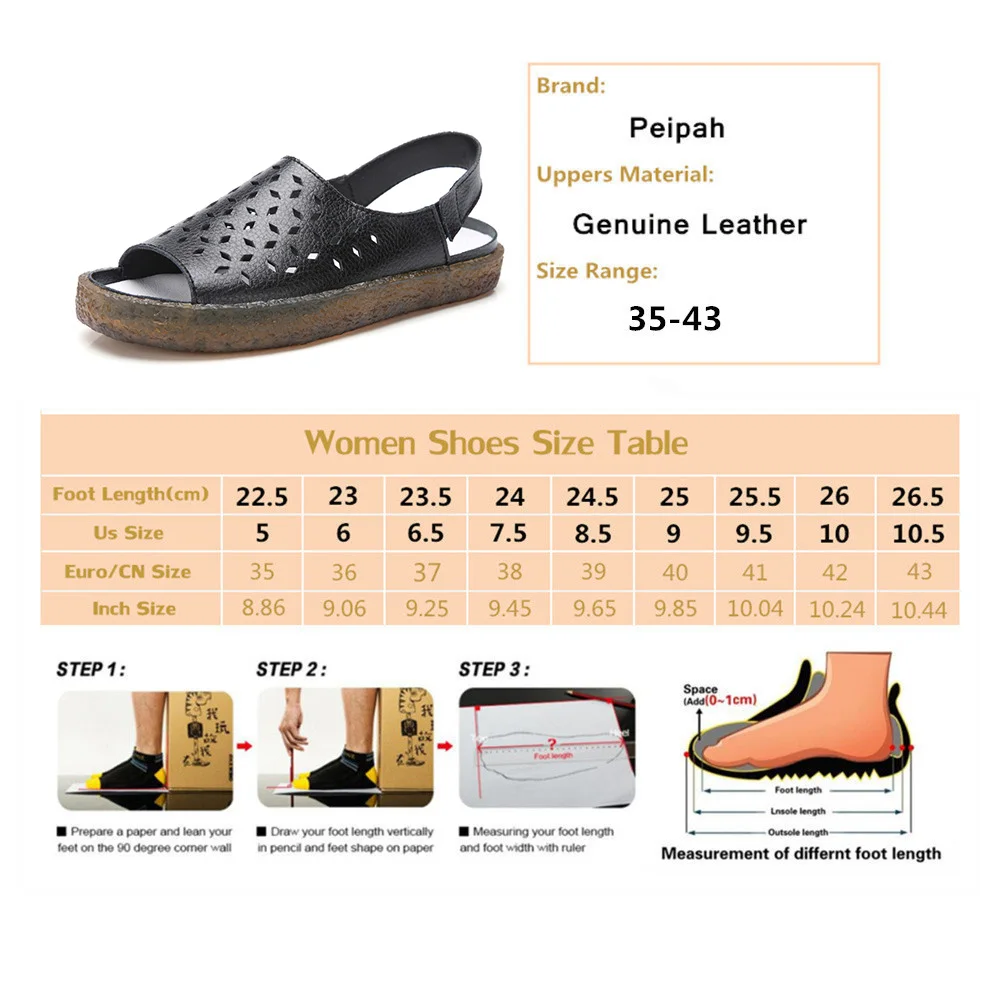 Сандалии PEIPAH женские из натуральной кожи босоножки на плоской подошве без