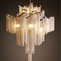 luxury aluminum pendant light d80cm gold silver chain tassel light home salon hotel art decorative led pendant lamps