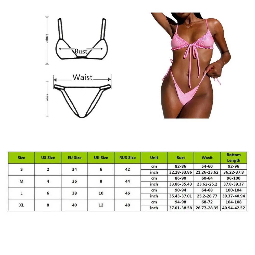

2021 Women Solid Bikini Set Sexy Bikinis Low Waist Swimwear Bathing Suit Summer Retro Swimsuit Female Yellow Beach Wear Biquini