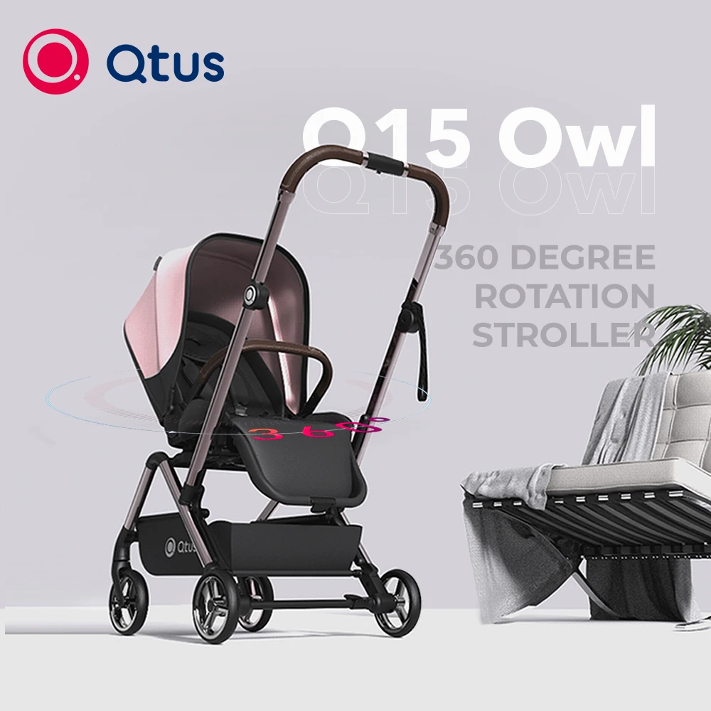 QTUS Owl, Luxury Lightweight Stroller, 360° Rotation, UPF 50+, All PU Wheels and Cltoth Cover Detachable, Include Mosquito Net enlarge