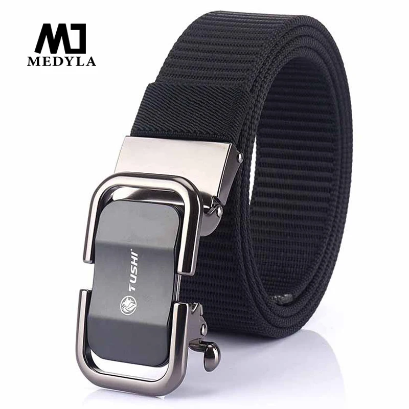 MEDYLA Casual Belt Men's Fashion Automatic Buckle Canvas Belt High Quality Youth Student Trendy Quality Nylon Belt BLL050