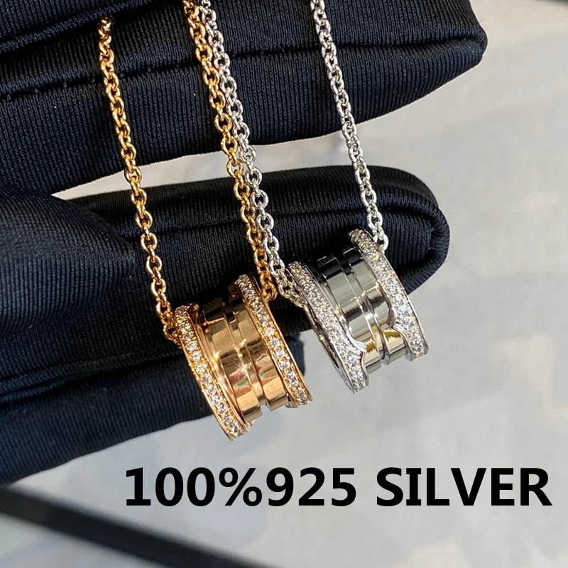 

925Sterling Silver Necklace Spring Necklace necklace men and women lovers Christmas presents man Classic style Inlaid diamond