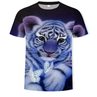 new summer animal series tiger 3d printing mens t shirt cool cotton short sleeved mens and womens large t shirt for couples