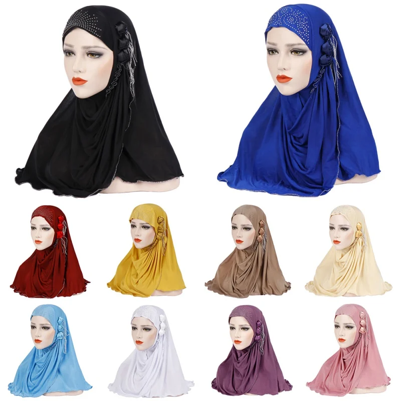 Модный Новый мусульманский головной платок из ледяного шелка с трехмерными