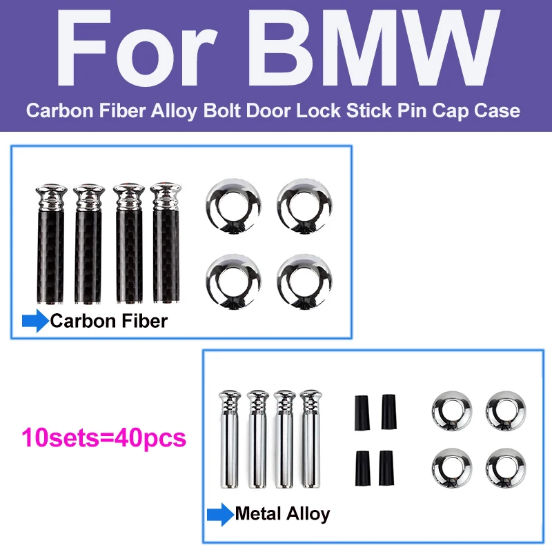 

10set Car Accessories For E46 E52 E53 E60 E90 F10 F30 X1 X3 X5 X6 Blue White Bolt Door Lock Stick Pin Cap Case Carbon fiber