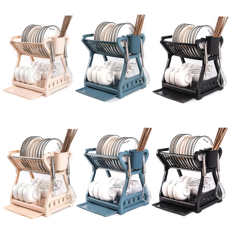 Двухслойная кухонная сушилка для посуды полка хранения корзина с клеткой