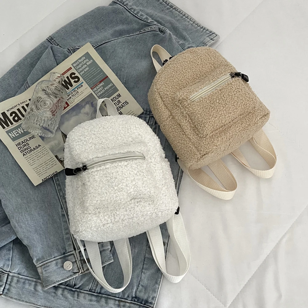 

Женский модный рюкзак в стиле преппи, школьный шерстяной однотонный рюкзак, Осень-зима, модные маленькие рюкзаки