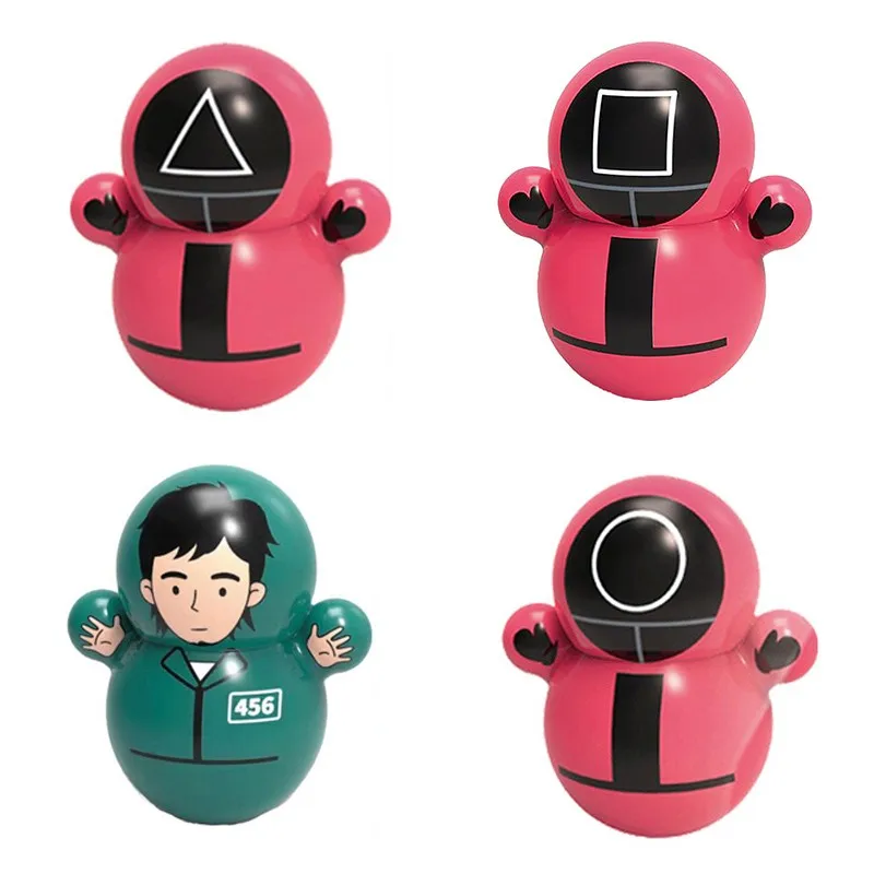

4pcs/set Squid Game Tumbler Kawaii Toys Children Tumbler Happy Birthday Christmas Present Kids Fidget Toys Xmas New Year Gift