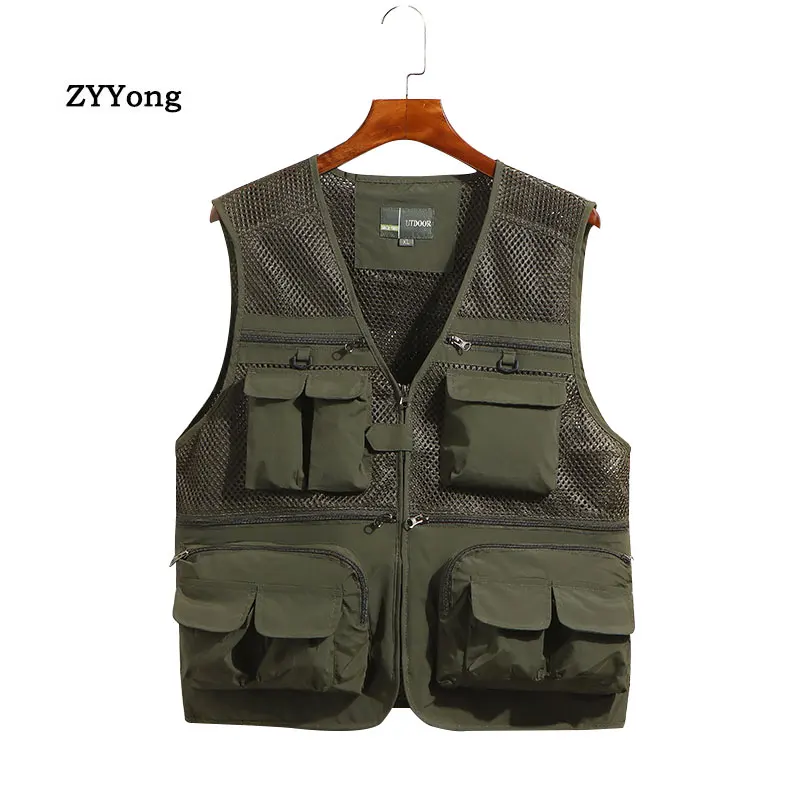 

Summer Big Size Cotton Vest Coat Men Photographer Waistcoat Work Jacket Tourism Outdoor Sport Fishing Loose Leisure Clothing