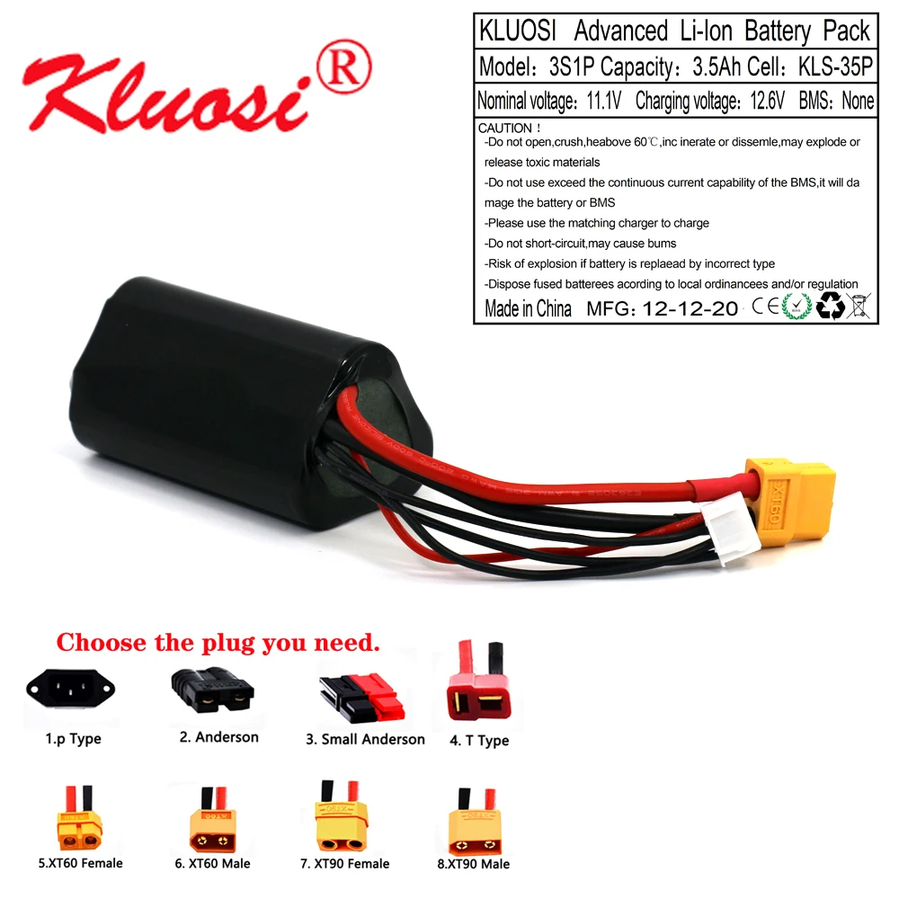 KLUOSI 3S1P 12V 3.5Ah 12 6 V Высокая Ёмкость Бла (беспилотный летательный аппарат