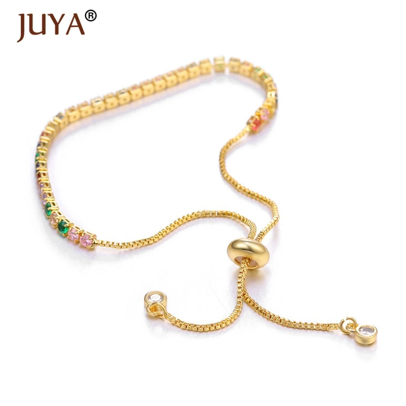 Pulseras mujer 2019 Женская мода Радуга Цвет Золото Серебро Регулируемая цепь AAA