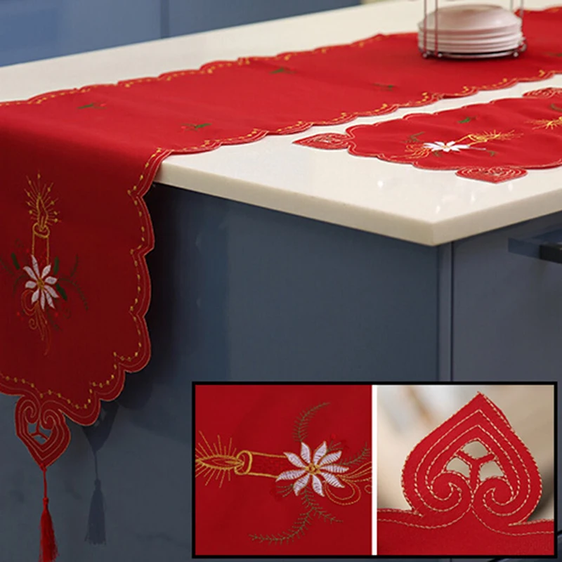 Новый рождественский вышитый столовый Рождественский Настольный коврик для