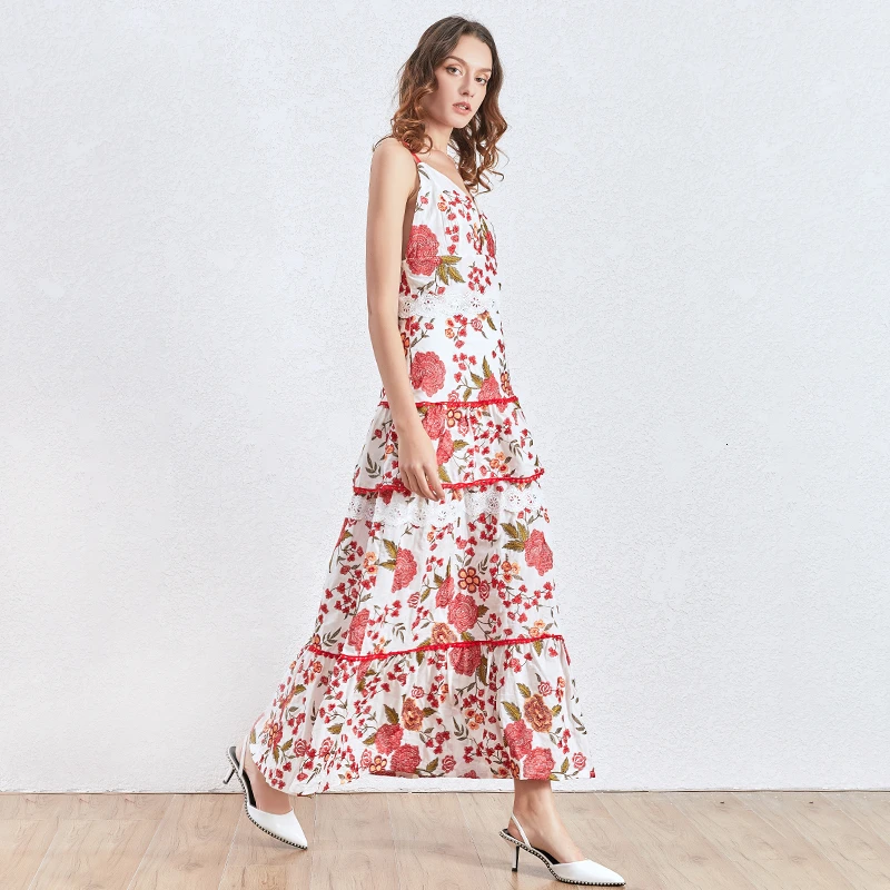 TWOTWINSTYLE богемное женское платье с цветочным принтом на бретельках высокой талией