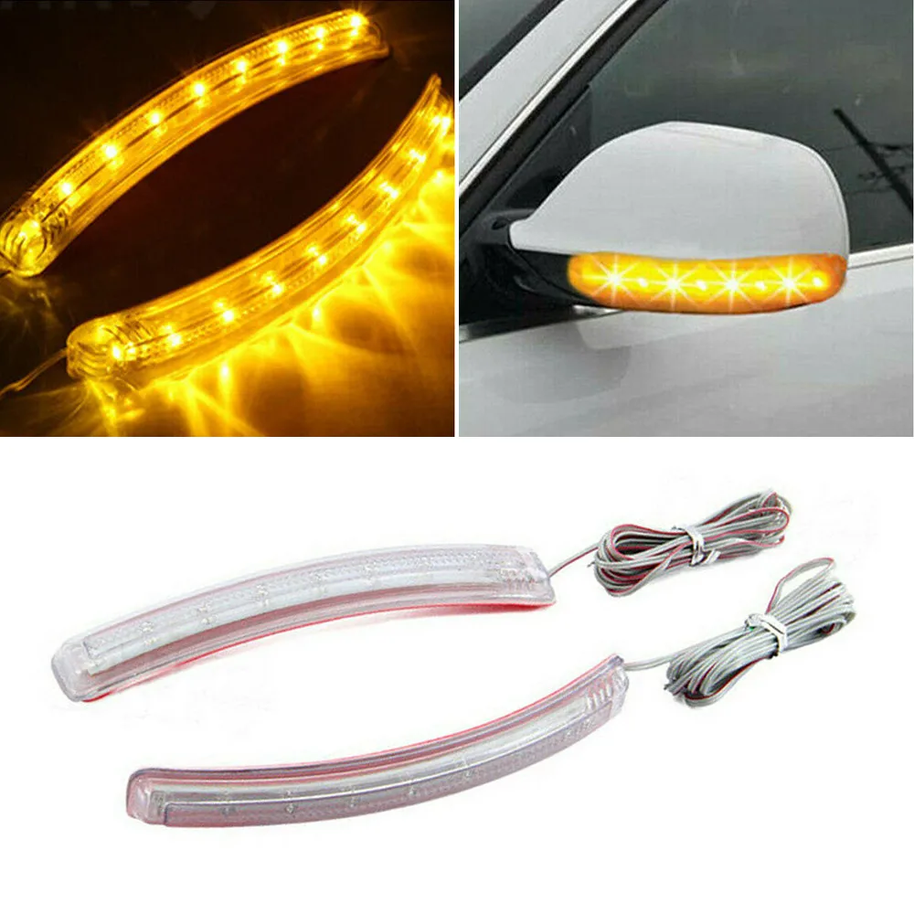 

2pcs Yellow Car Turn Signals Lamp Modified Rearview Mirror Decorative Lights DC 12V Auto Soft Turn Light