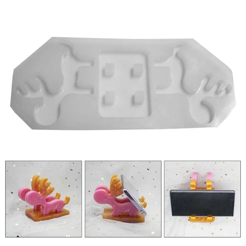 

1 Set Cellphone Bracket Holder Crystal Epoxy Resin Mold Handmade Elk Mobile Phone Stand Silicone Mould DIY Crafts Making Tool