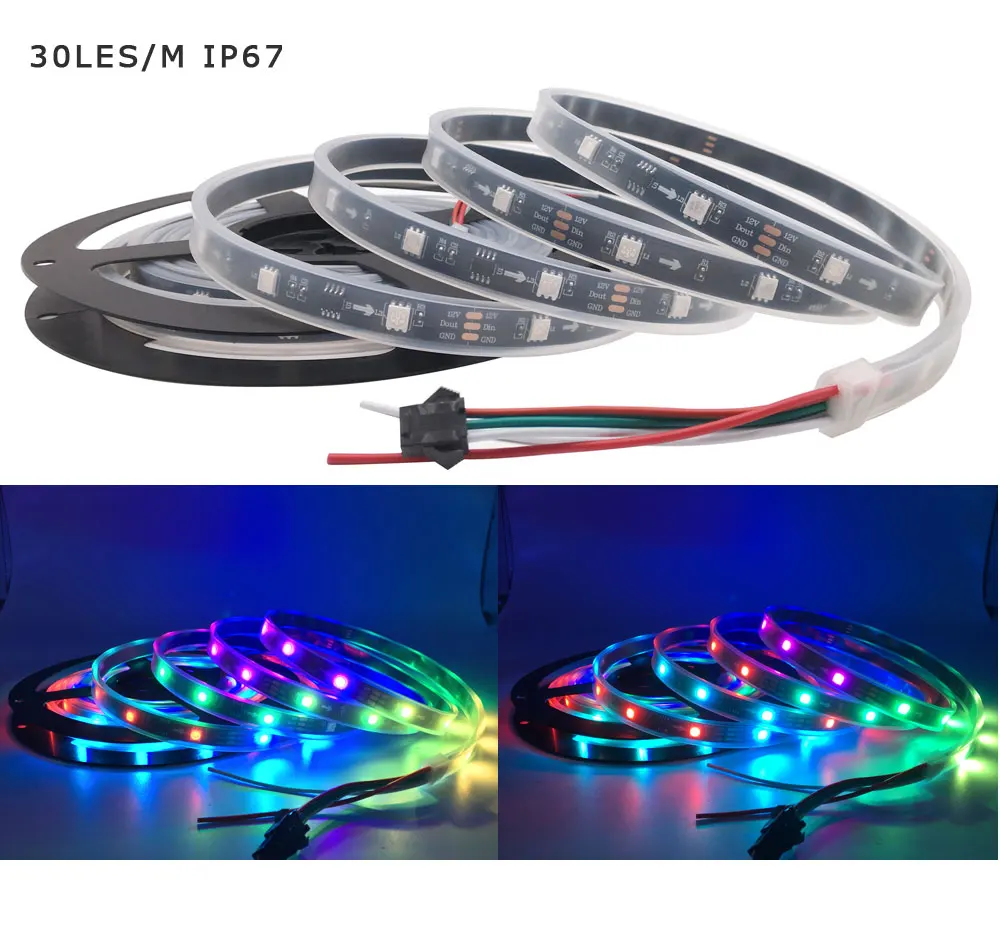 WS2811B Светодиодная лента 5050 RGB Адресуемая светодиодная Пиксельная полоса