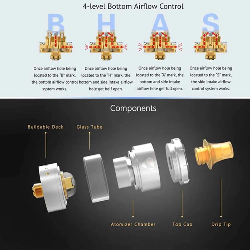 Advken Manta V2 MTL 22 мм RTA 2 мл емкость перестраиваемый бак PEI капельный наконечник