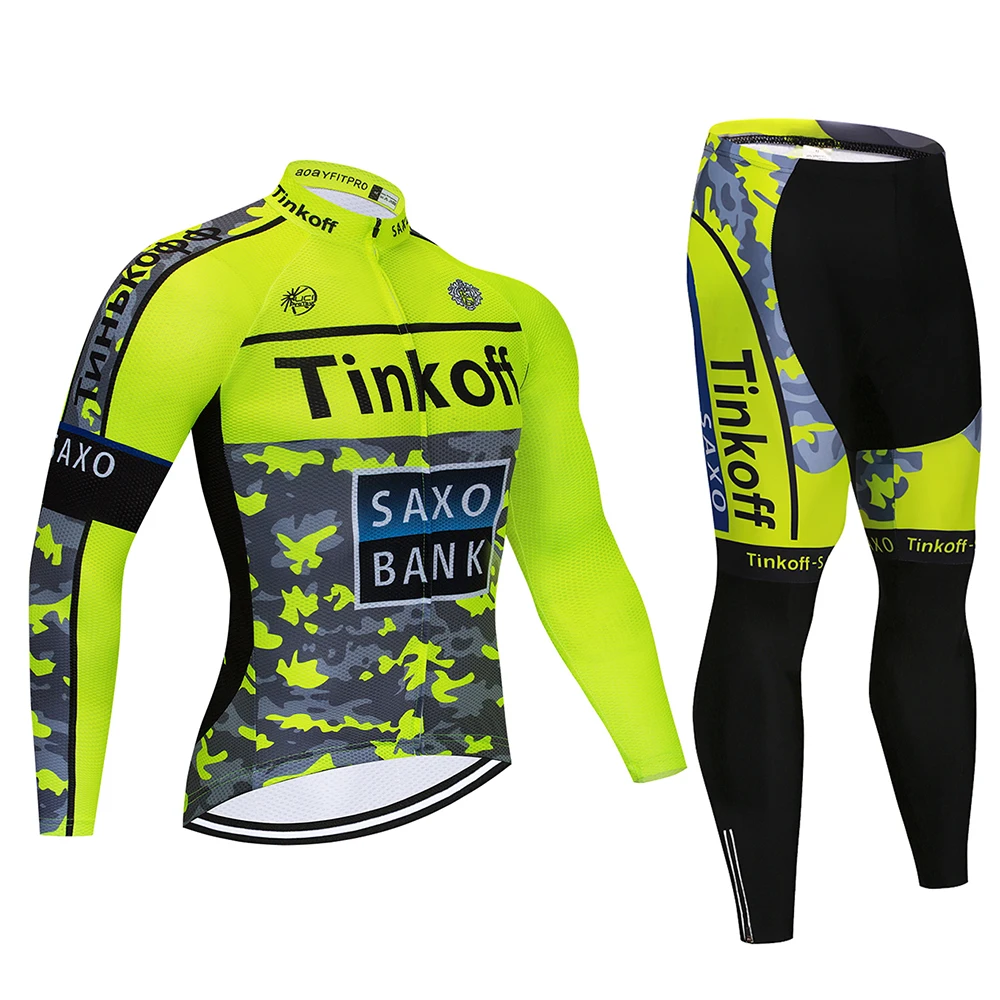 Белый Тинькофф saxo bank с длинным рукавом Ropa Ciclismo Майки для велоспорта/осень горный велосипед Костюмы/гоночный велосипед - Цвет: Белый