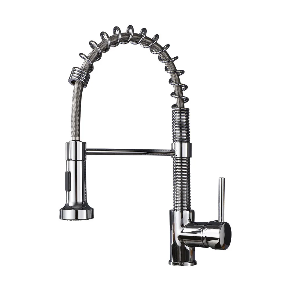 

Chrome Brass Basin Kitchen Faucet Vessel Sink Mixer Tap Spring Dual Swivel Spouts Sink Mixer Bathroom Faucets Hot Cold