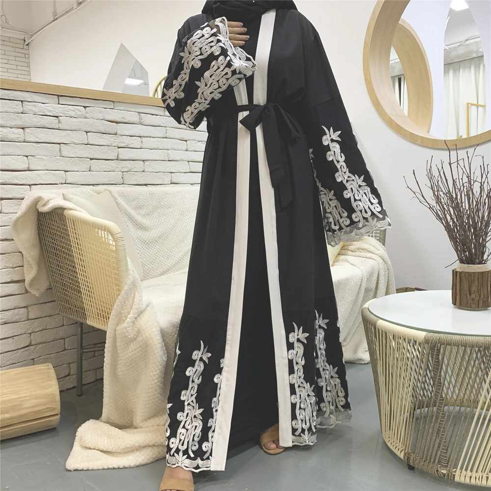 

Open Kimono Arab Muslim Women Abaya Embroidery Jilbab Kaftan Dubai Middle East Islamic Party Casual Ramadan Eid UAE Maxi Robe