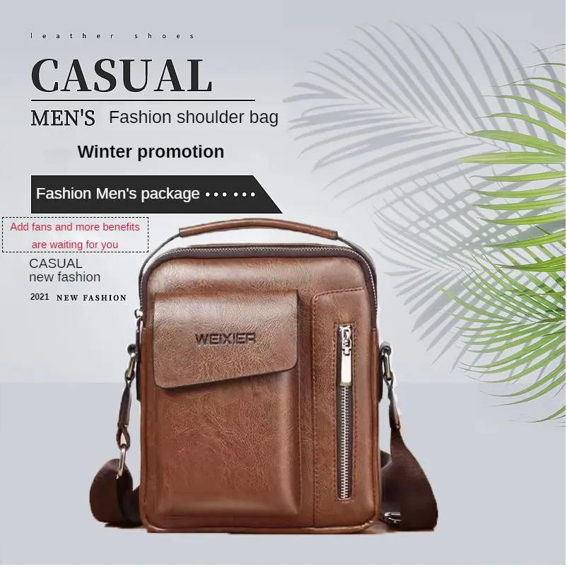 

Повседневная мужская сумка через плечо, винтажные сумки через плечо, мужская сумочка из искусственной кожи, вместительные мессенджеры, тоу...