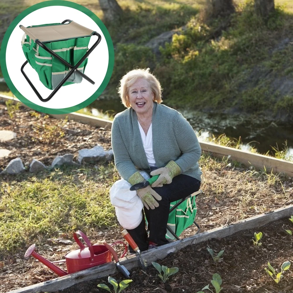 

1 Set Creative Gardening Stool Backyard Stool Camping Stool with Tool Bag